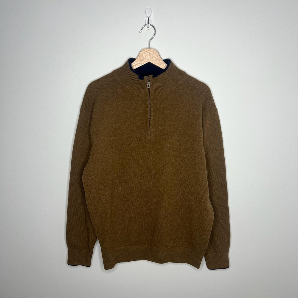 Musto Sweater Mens Large Brown Half Zip Mock Neck Pullover Knit Casual Outdoor